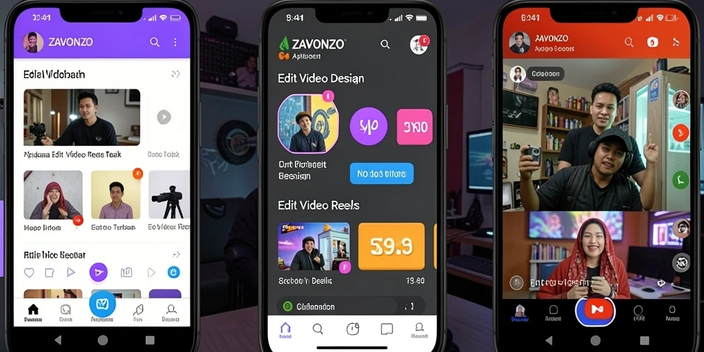 Tampilan antarmuka ZAVONZO untuk Edit Video Reels yang user-friendly.