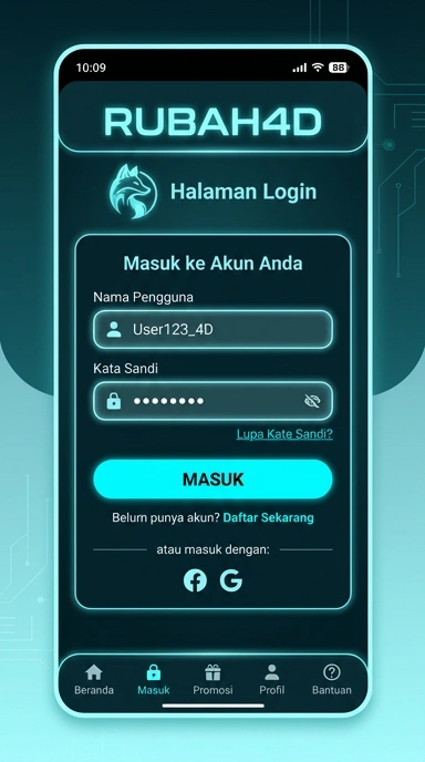 Tampilan halaman login rubah4d